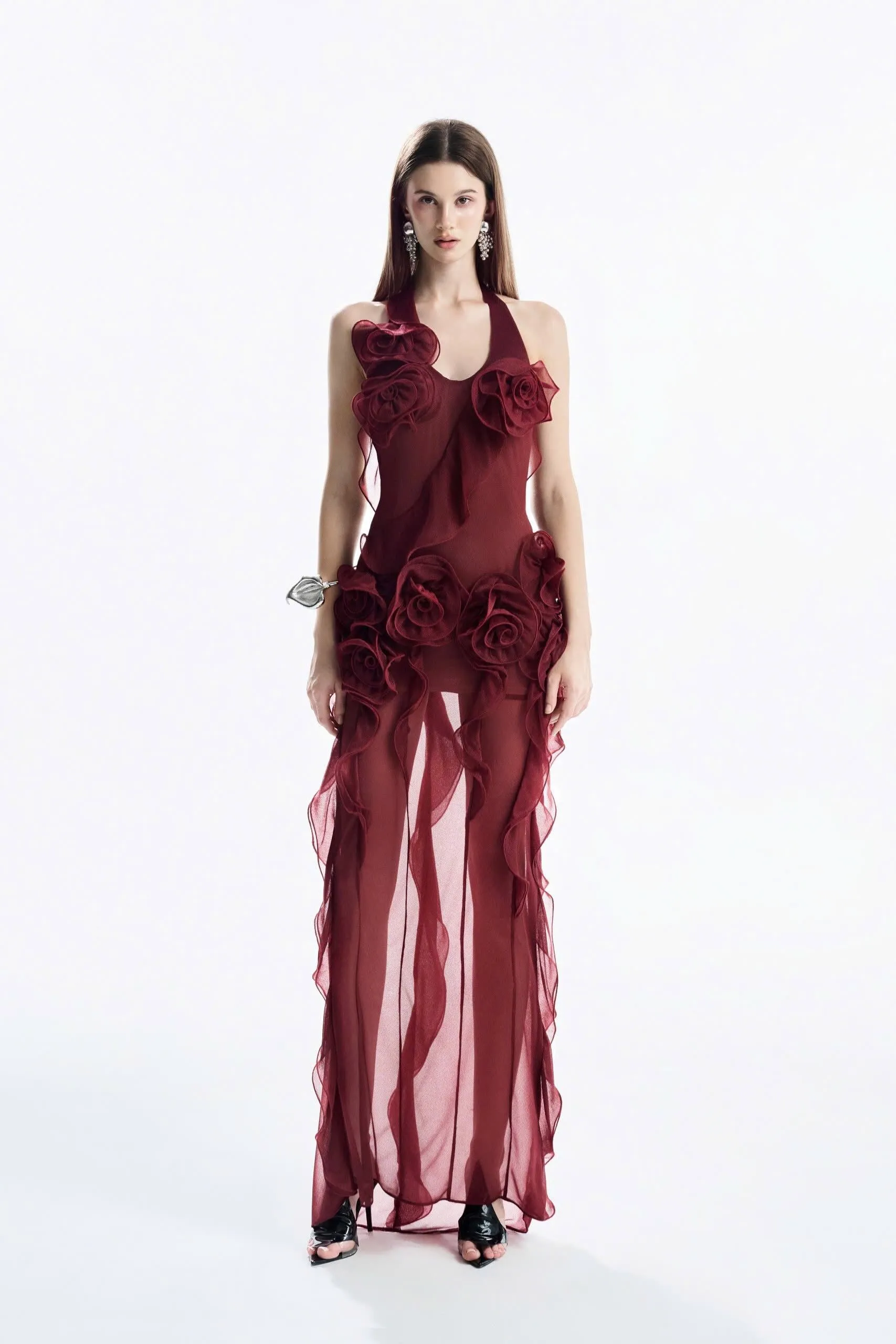 3-D Floral Wrap Dress