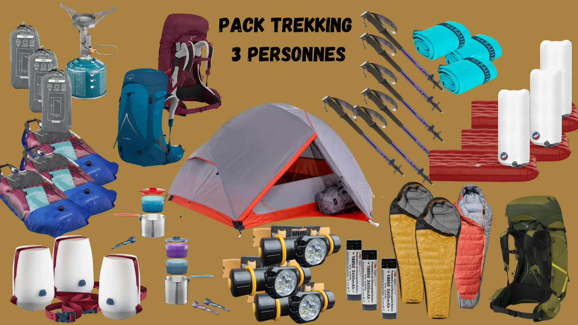 Pack de Trekking Complet - 3 personnes
