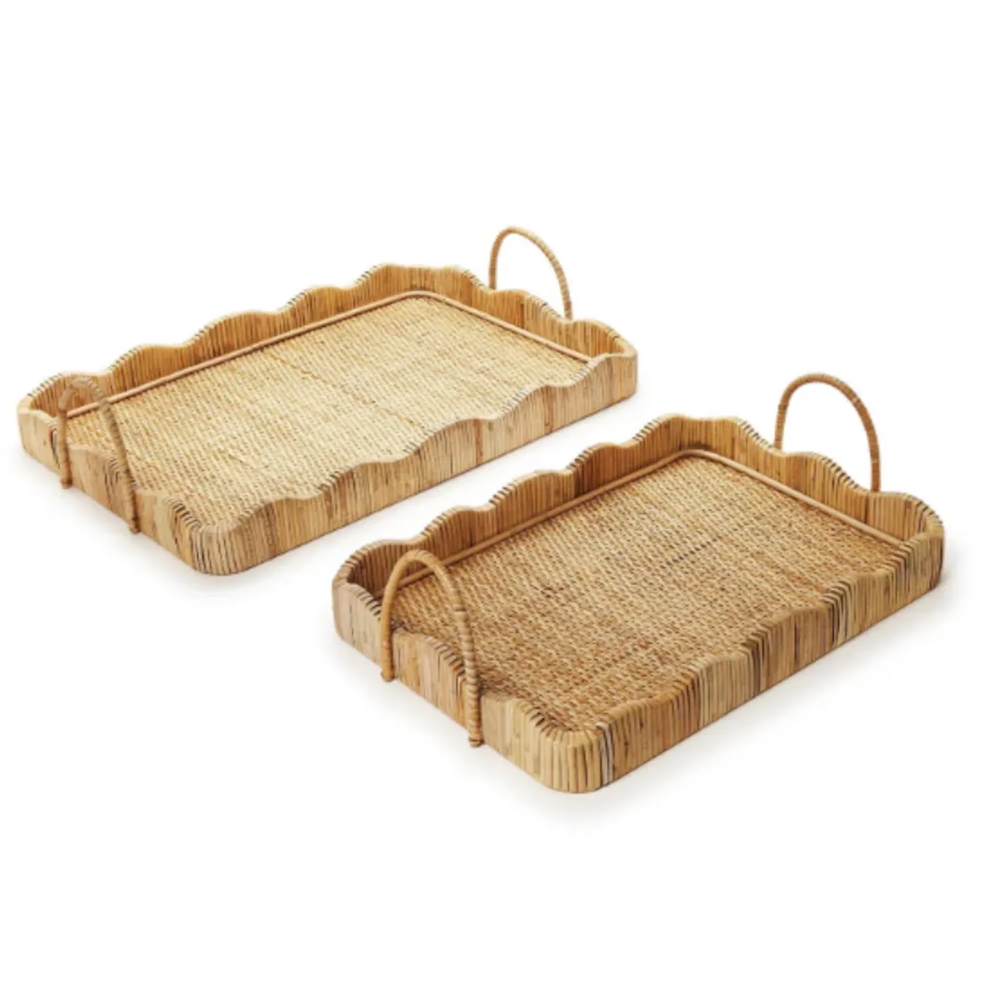 Scalloped Rattan Tray