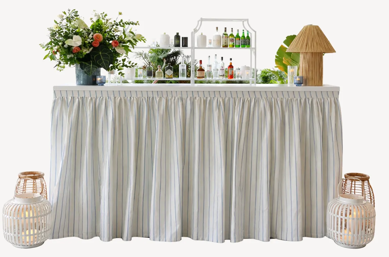 Erin x Alice - 7' Blue & White Pleated Front Bar