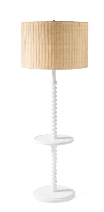 Floor Lamp with Wicker Shade