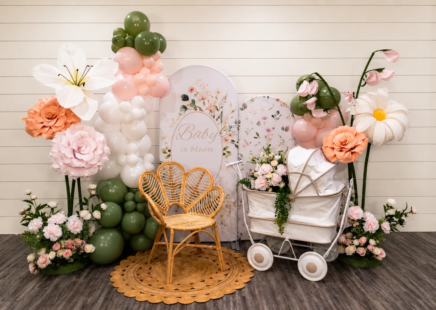 Baby in Bloom Green Coral and Pink