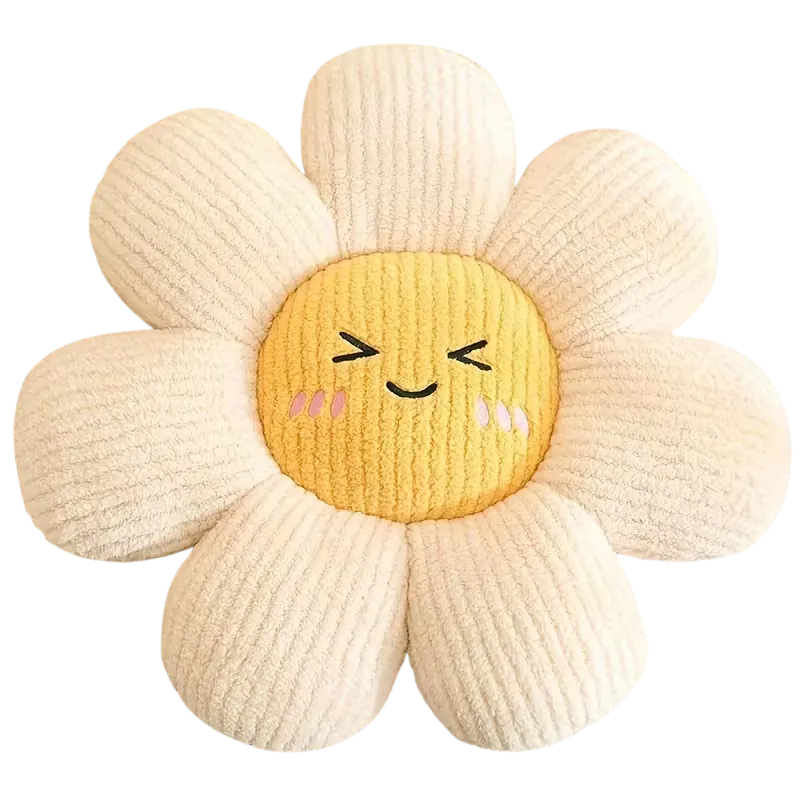 Off-White Smile Flower Pillow 18"