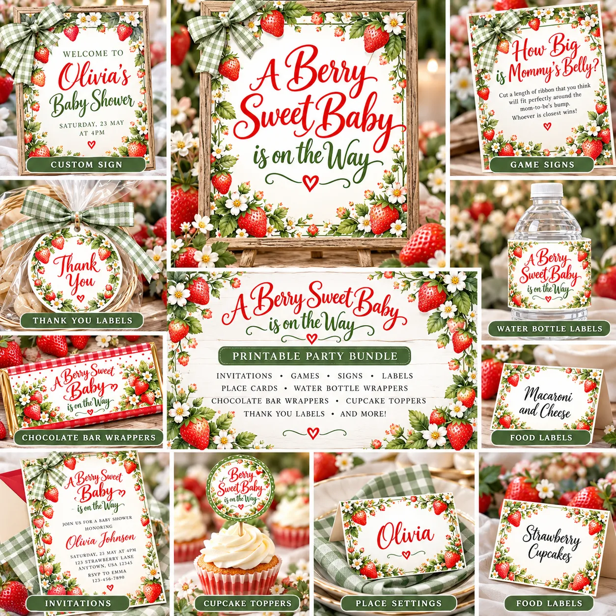 A Berry Sweet Baby is on the Way Sign Bundle