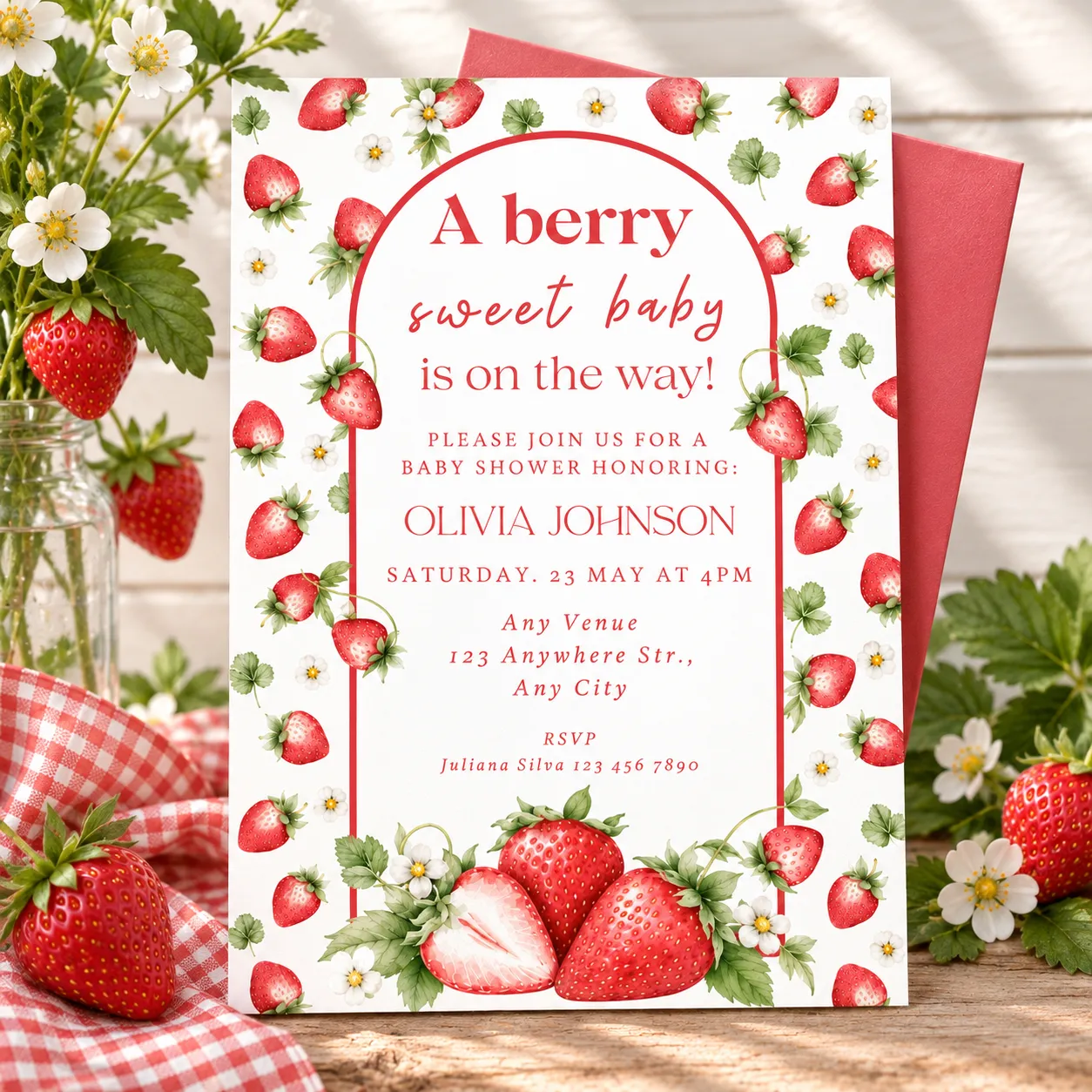 Berry Sweet Baby Shower Invitation 1