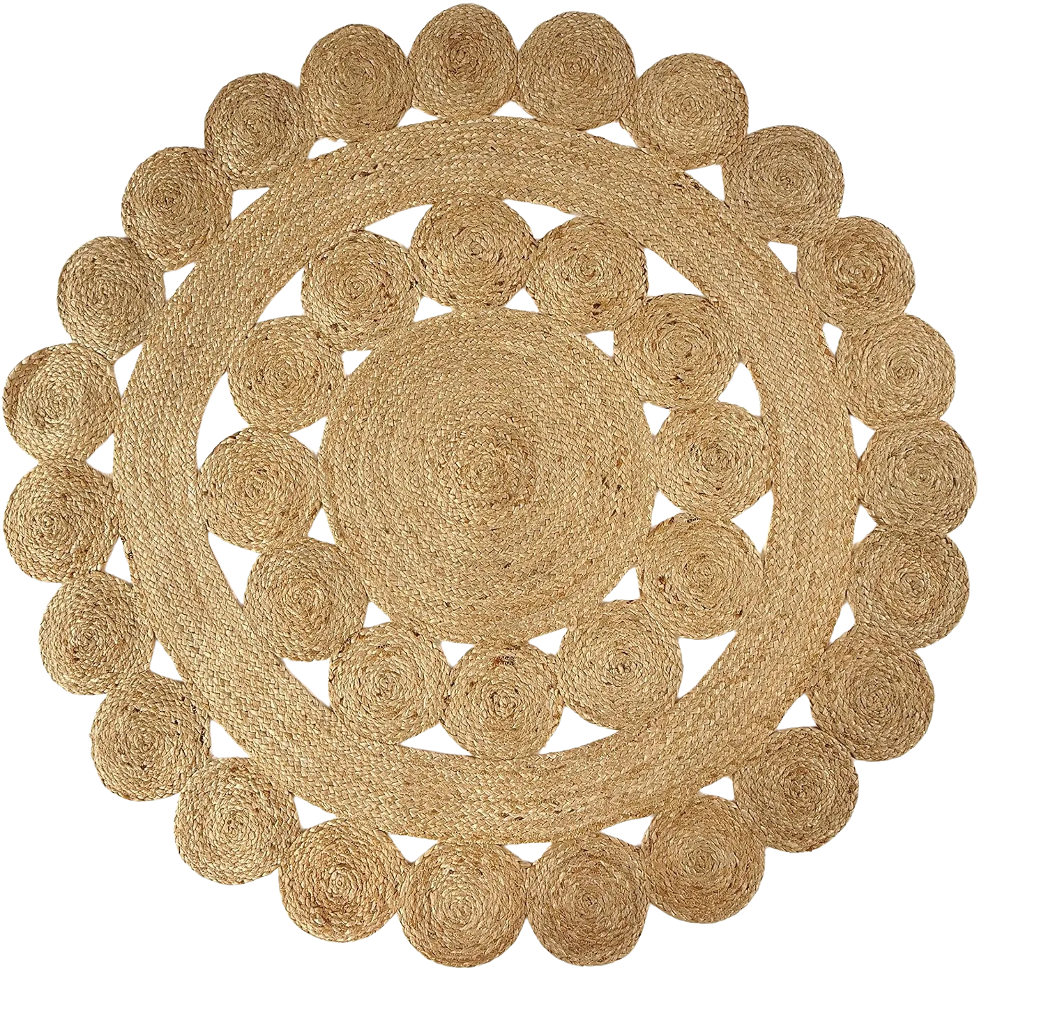 Natural Jute 4ft Scallop Rug