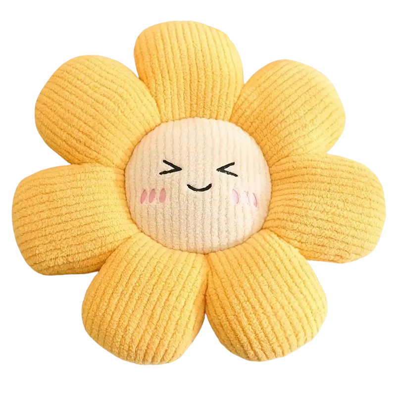 Deep Yellow Large Smile Flower Pillow