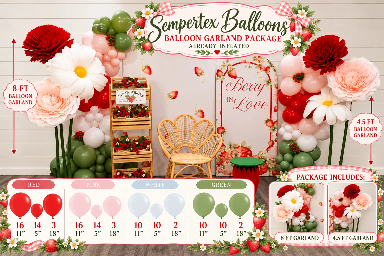 Already Inflated Berry Sempertex Balloon Garlands