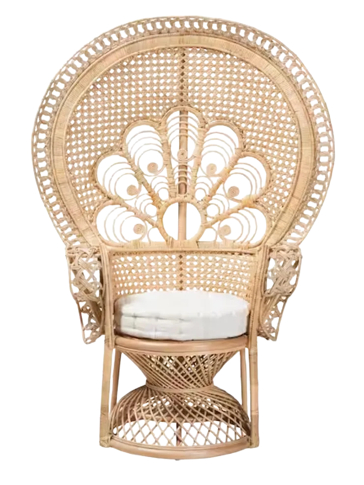 Ediva Rattan Peacock Chair with Fabric Cushion