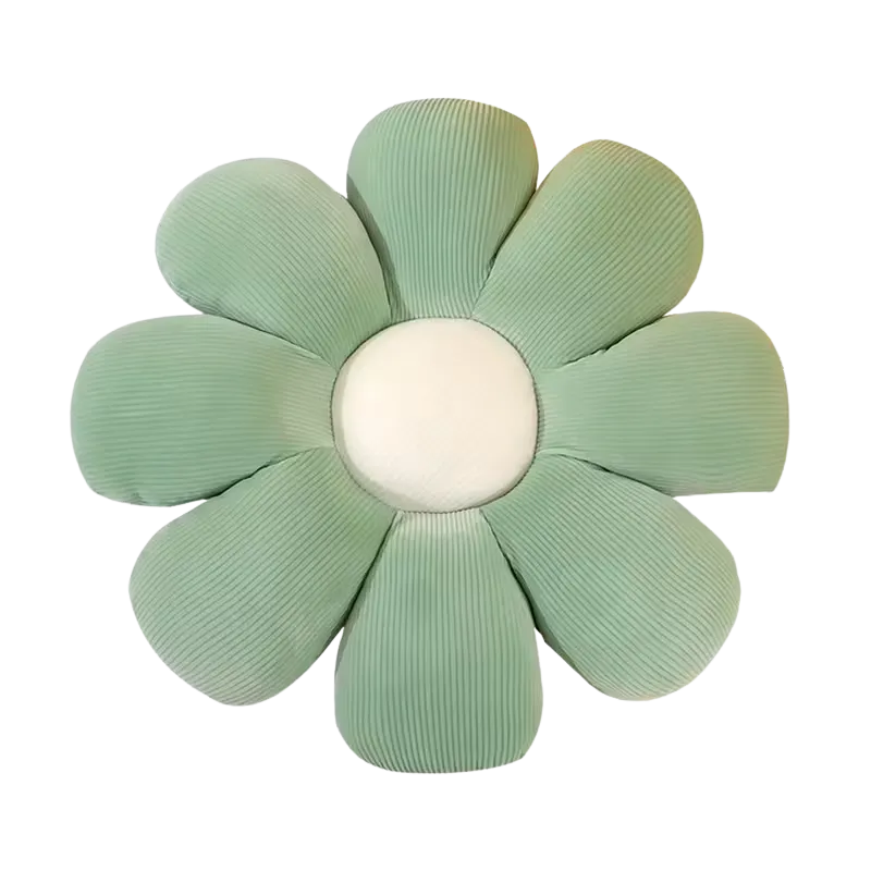 Large Green Flower Pillow with White Center 21"