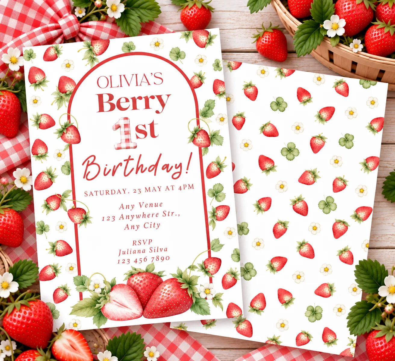 Berry 1st Birthday Invitation 2