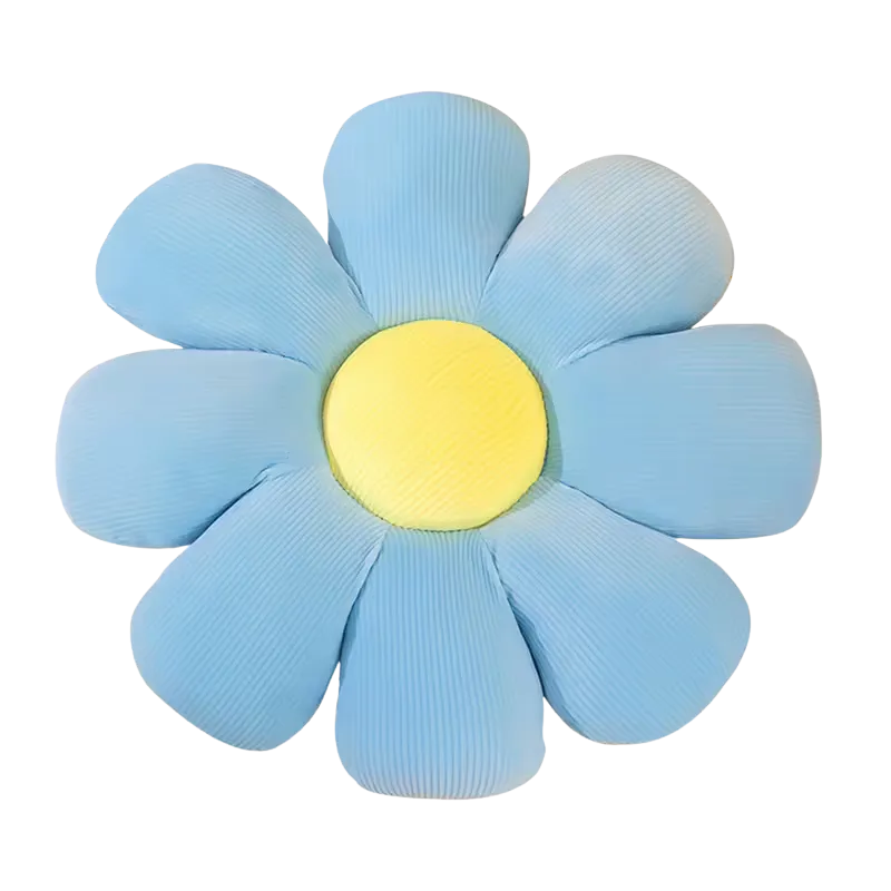 Small Blue Flower Pillow with Yellow Center 14"