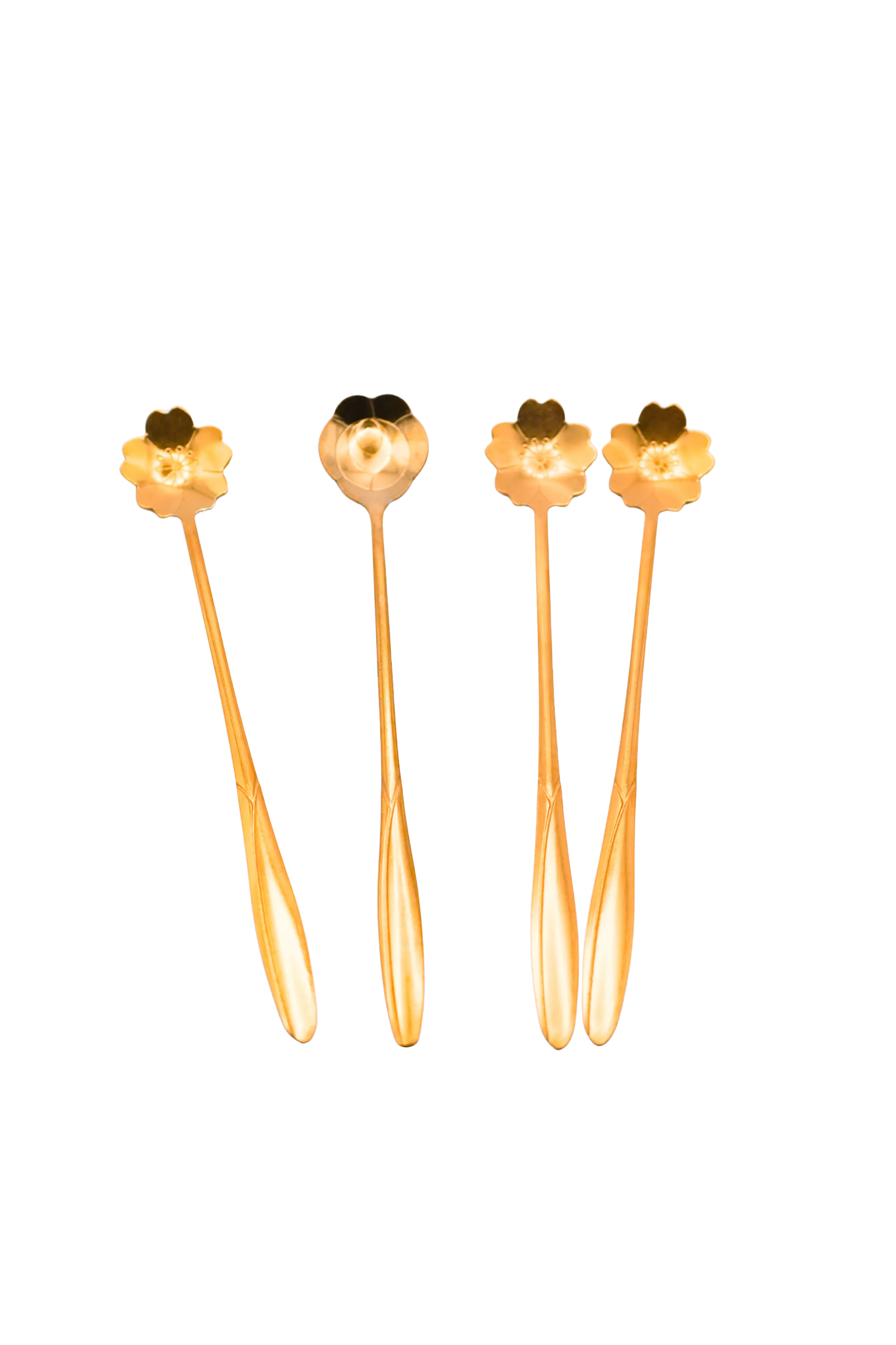 Long Gold Flower Spoons