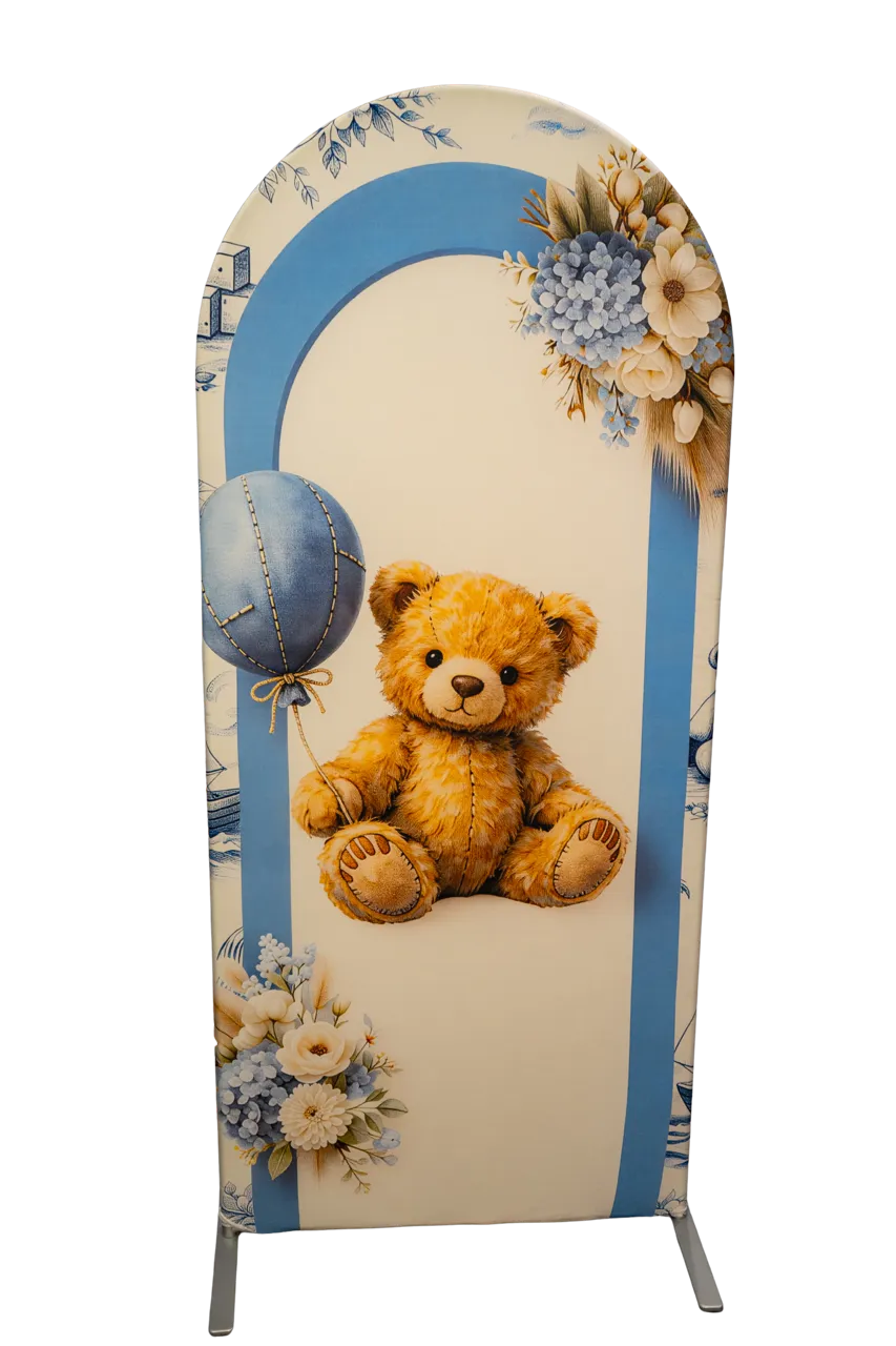 Blue Bear and Flowers 6ft Arch Cover