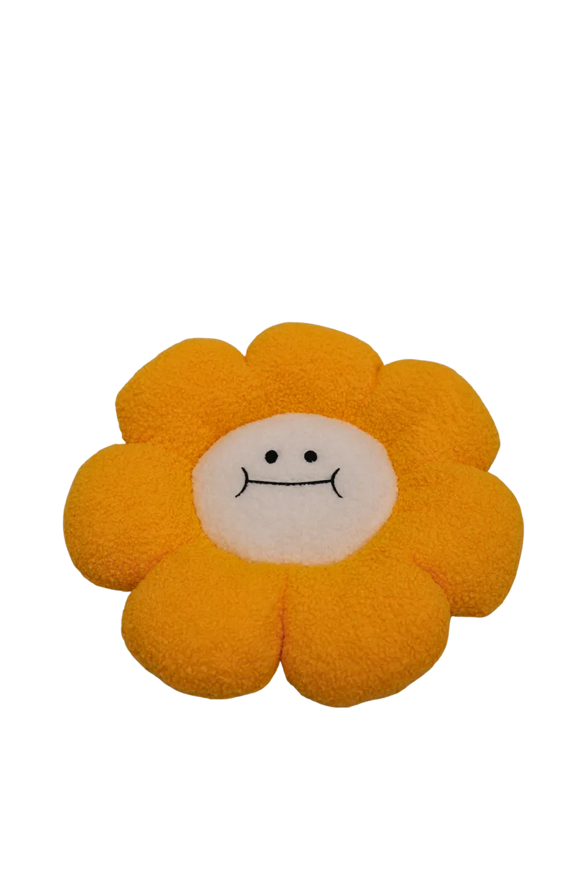 Yellow Medium Smile Flower Pillow 15"