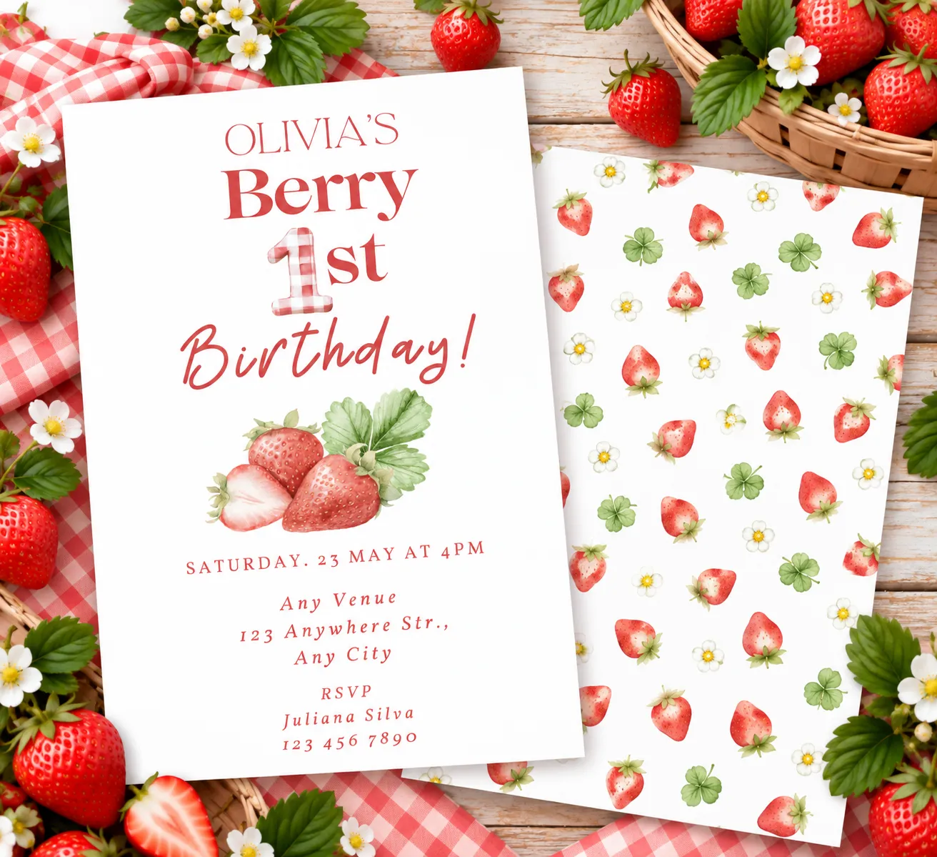 Berry 1st Birthday Invitation 4 