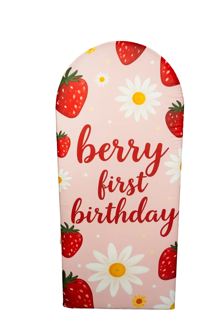 Berry First Birthday 6ft Arch Cover with Daisies