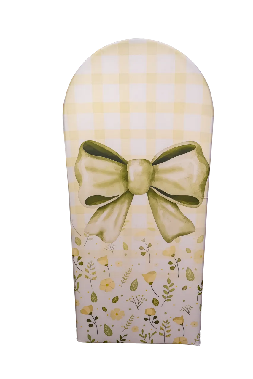 Light Green Flowers, Plaid, and Bow 5ft Arch Cover