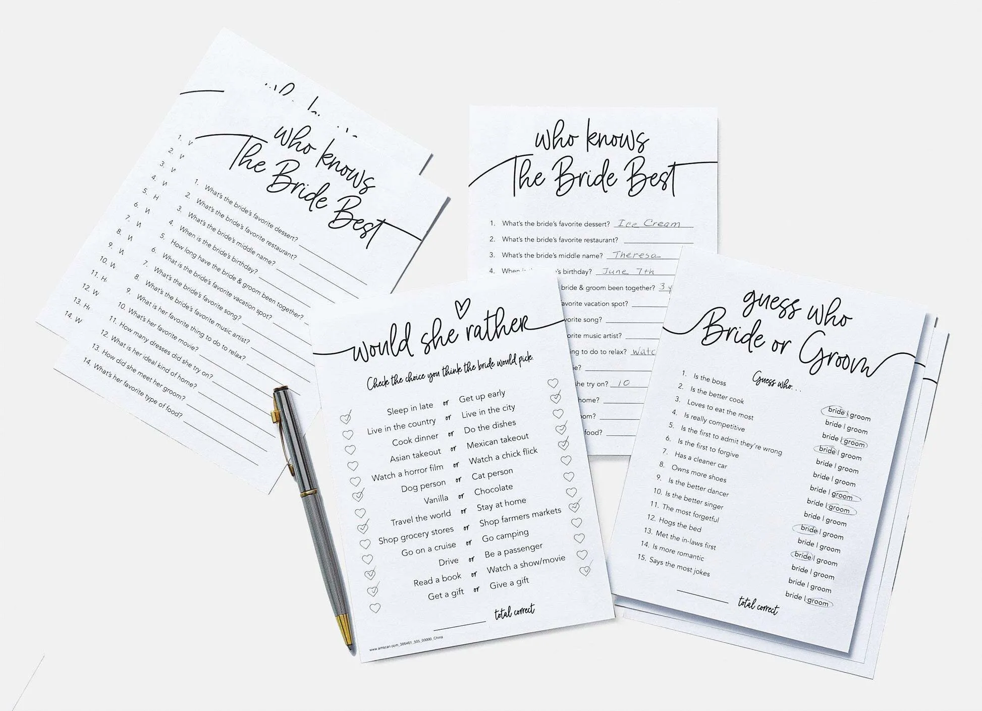 Bridal Shower Game Packet