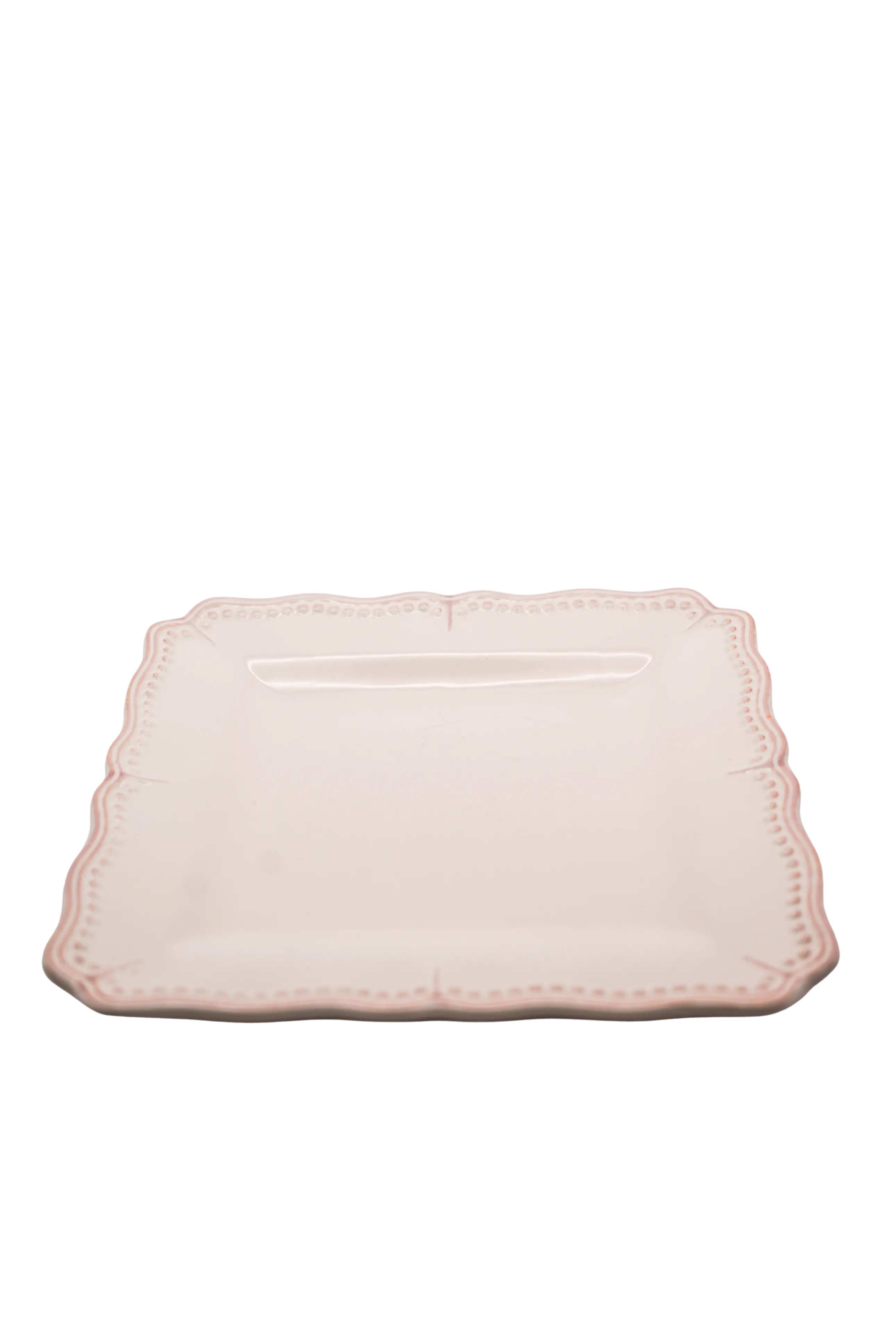 White Porcelain Bread and Butter Plate With Pink Rim