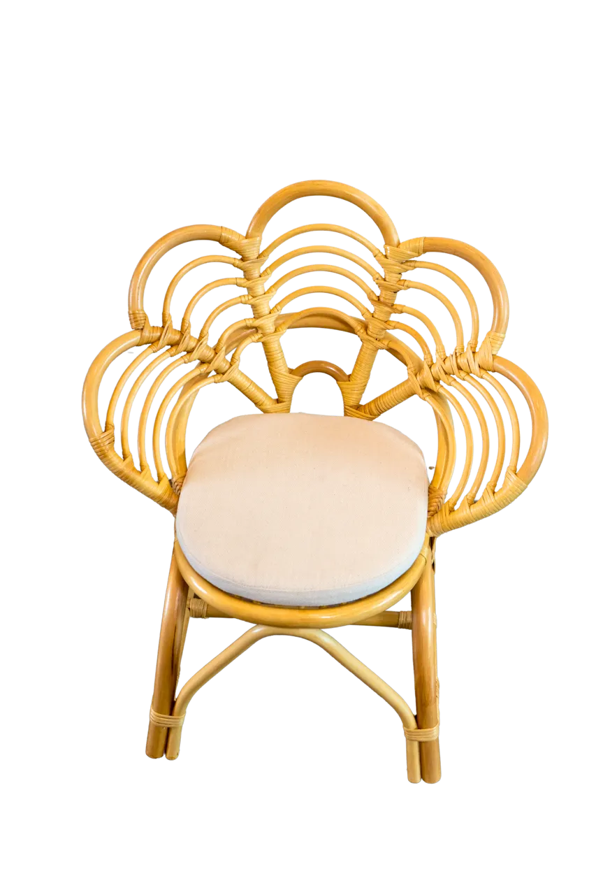 Kids' Rattan Decorative Flower Chair With Cushion