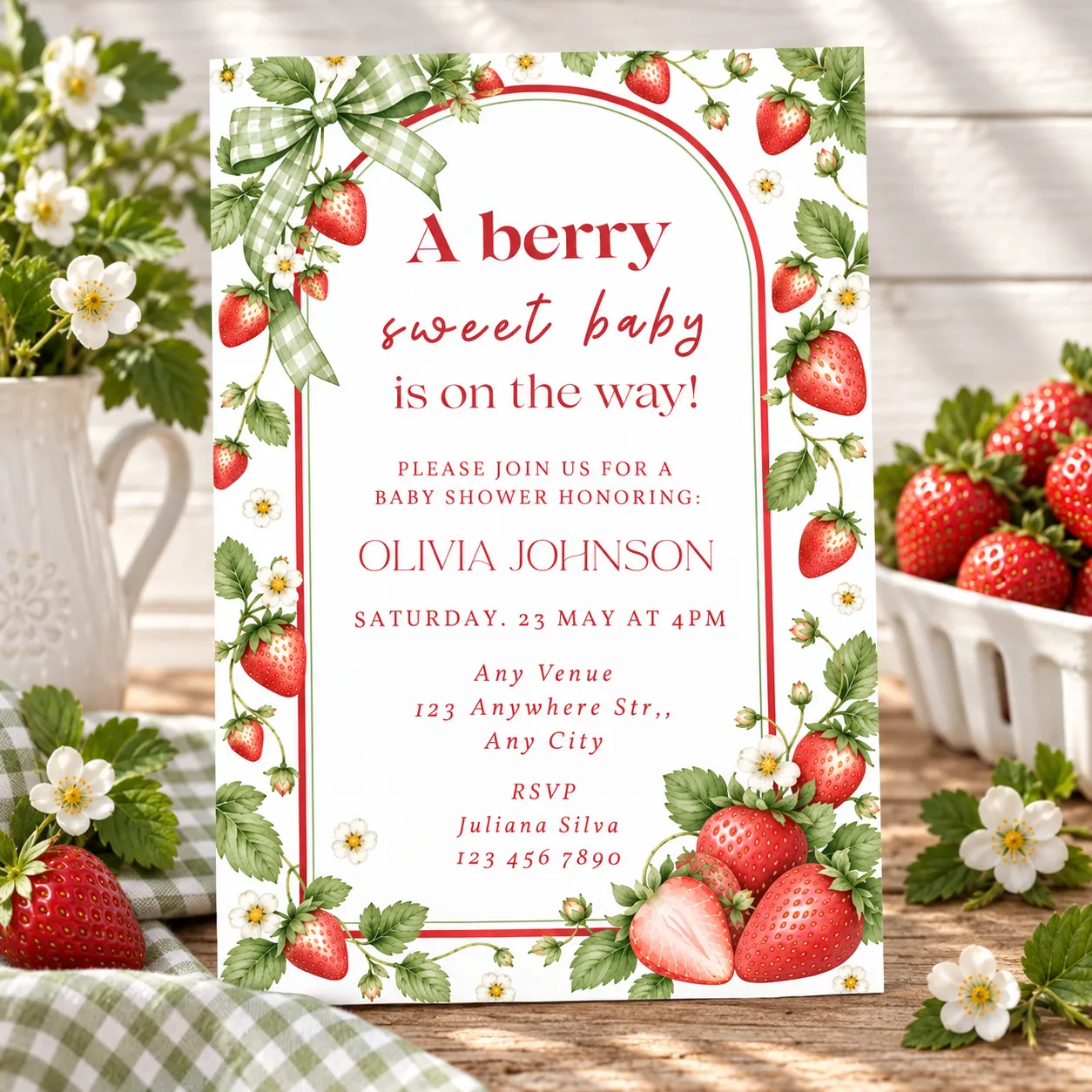 Berry Sweet Baby Shower Editable Download Invitation 2