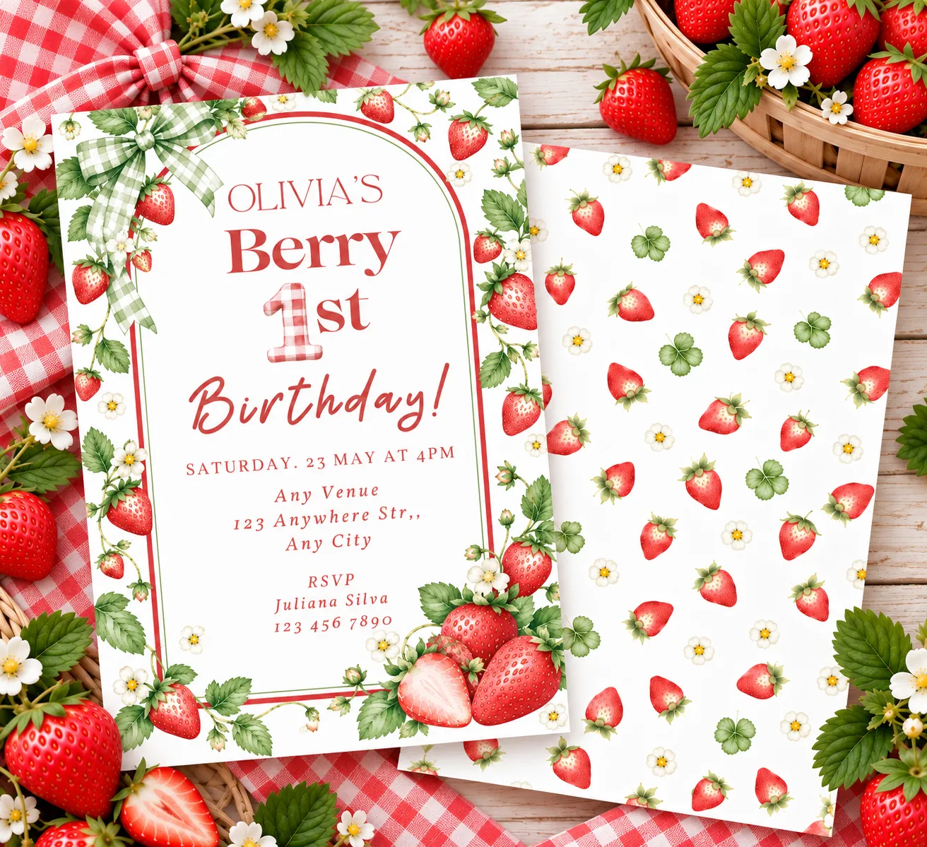 Berry 1st Birthday Invitation 1