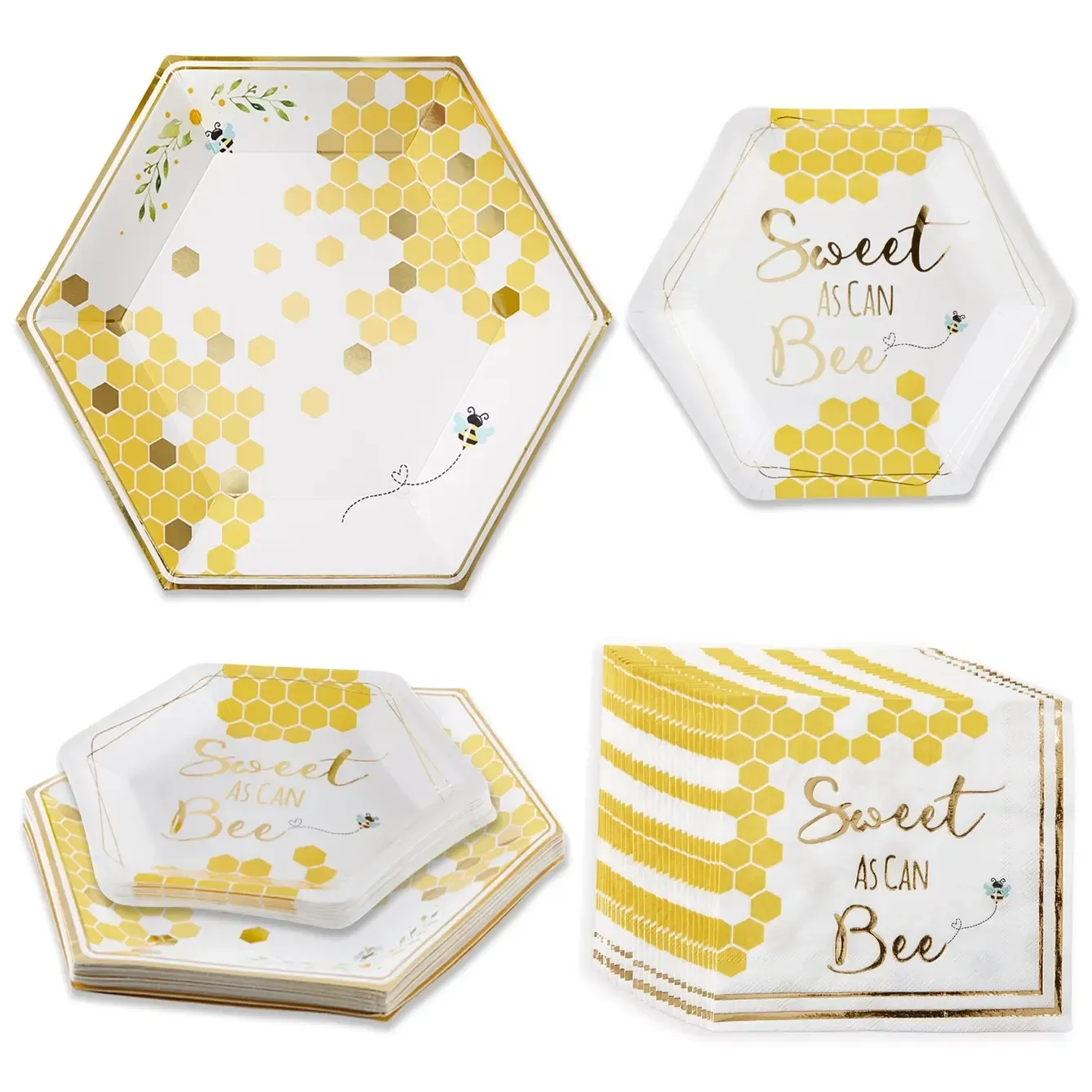 Kate Aspen Sweet As Can Bee 62 Piece Tableware Set (16 Guests)