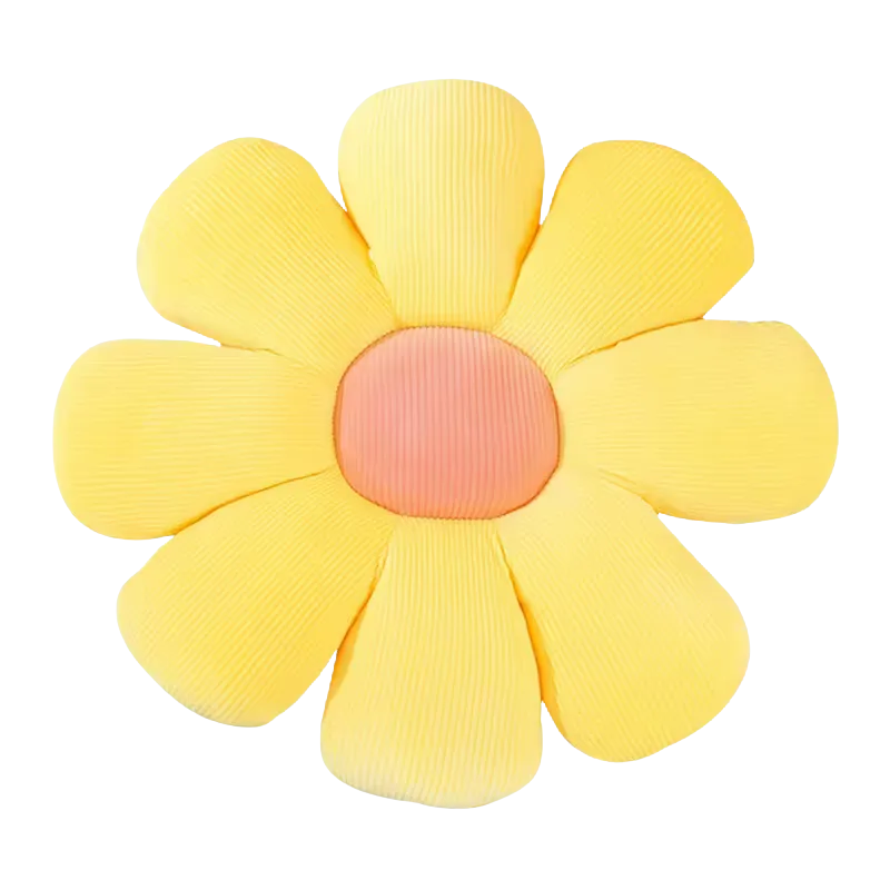 Large Yellow Flower Pillow with Pink Center 21"