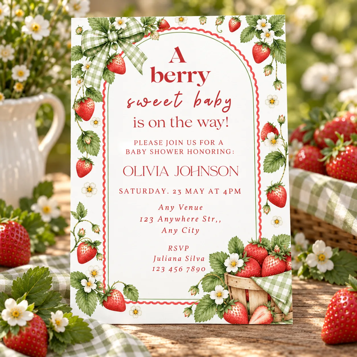 Berry Sweet Baby Shower Editable Download Invitation 3
