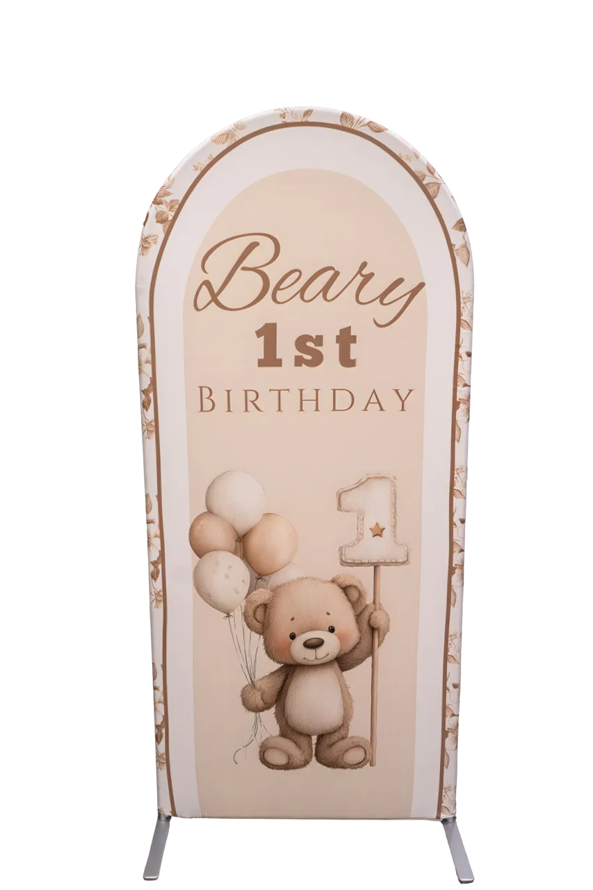 Beary 1st Birthday Light Brown 6ft Arch Cover