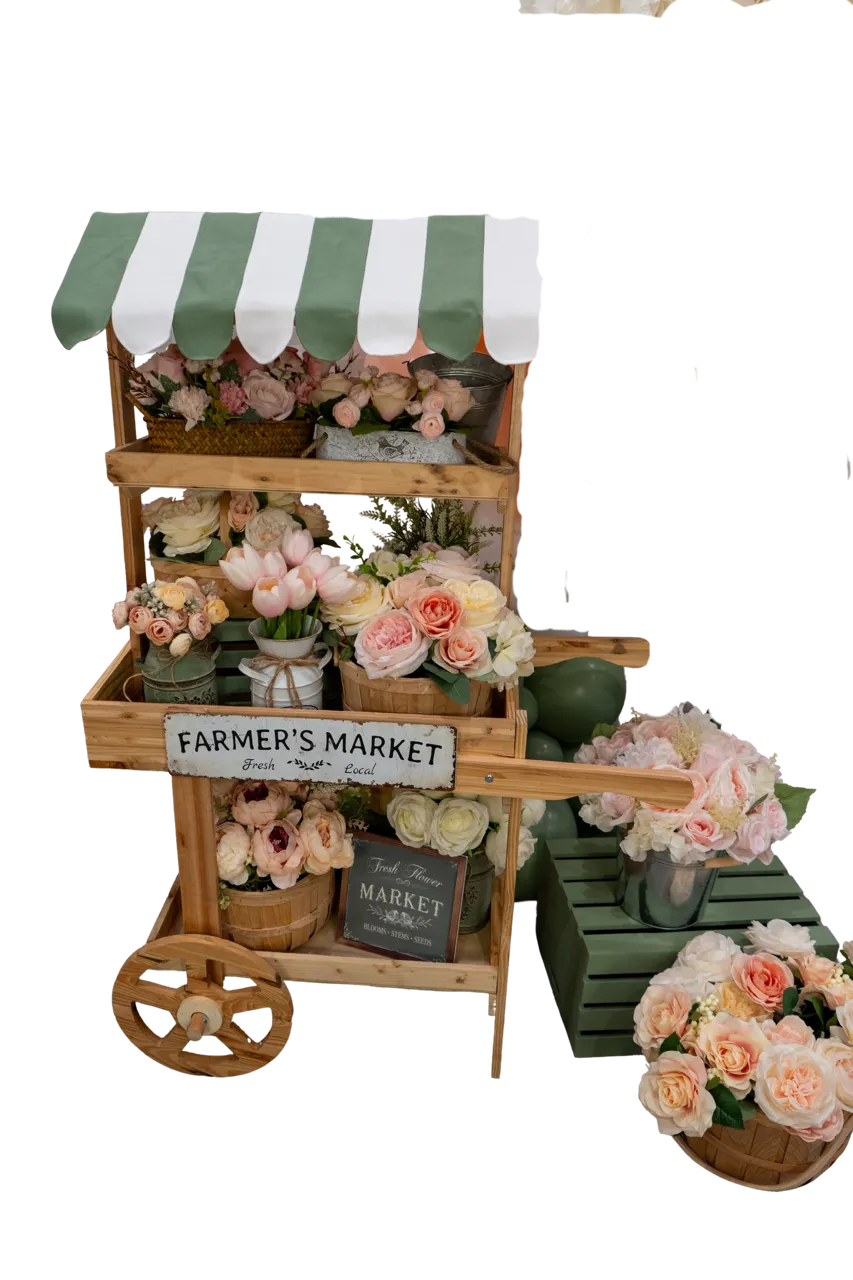 Fresh Market Flower Cart with Flowers
