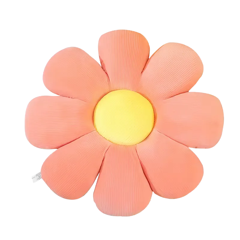 Medium Pink Flower Pillow with Yellow Center 18"