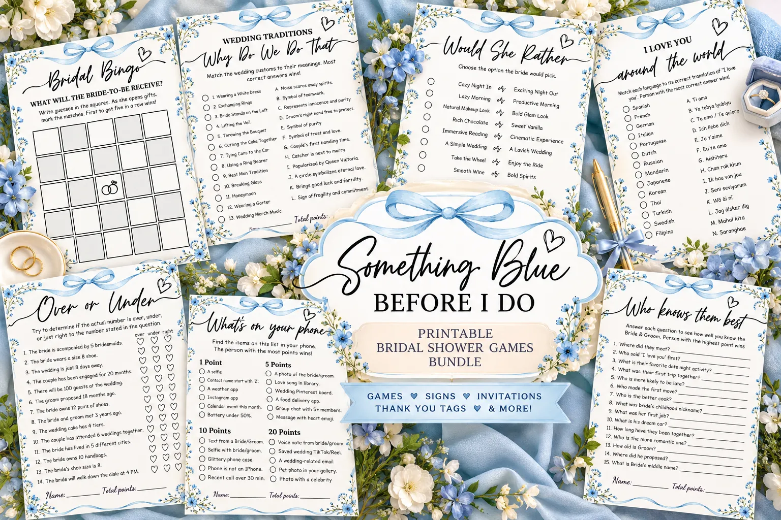 Something Blue Before I Do Bridal Games Bundle 70+ Games