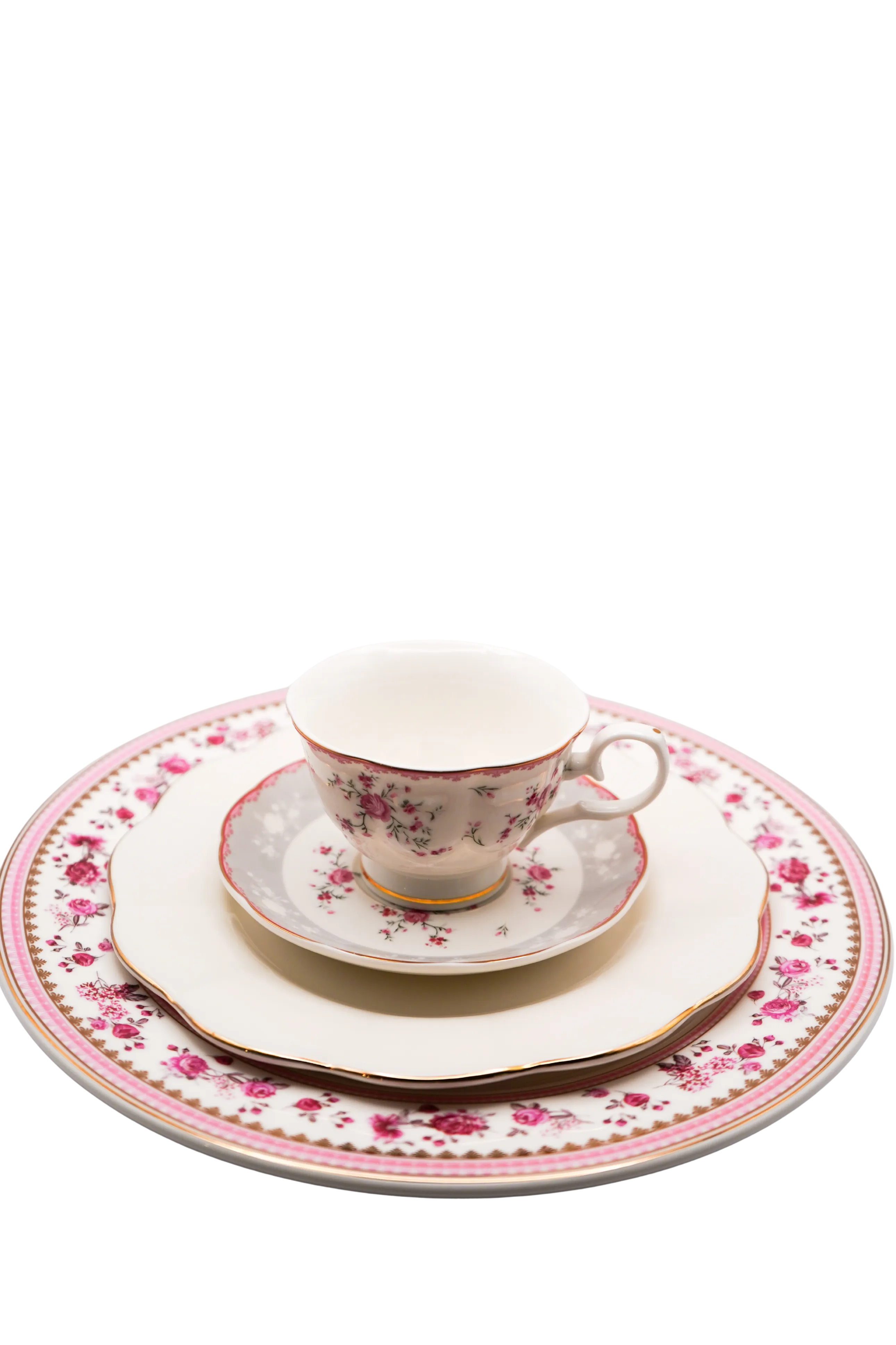 Tea Set with Dinner Plate, Salad Plate, Tea Cup and Saucer