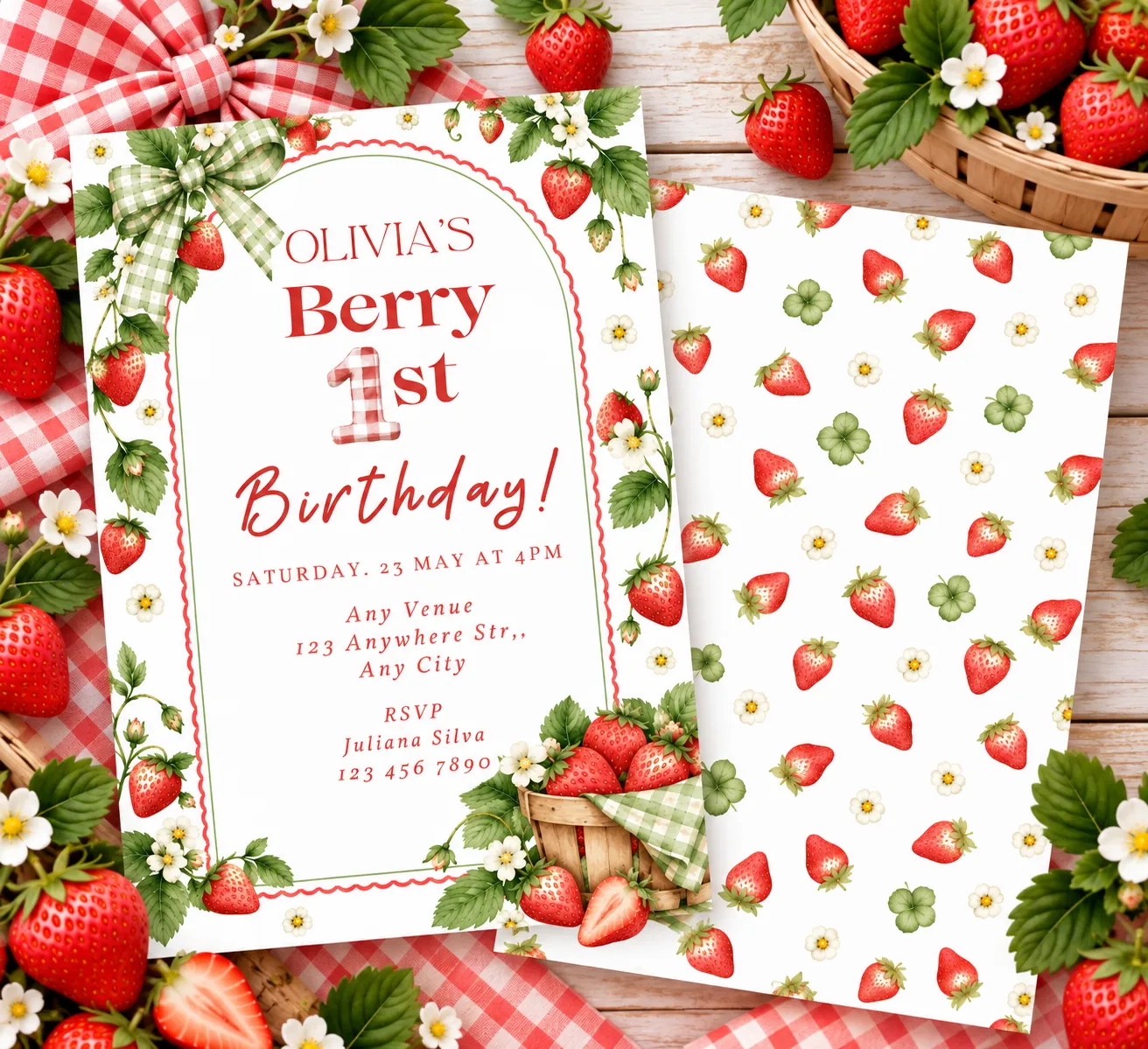 Berry 1st Birthday Invitation 3