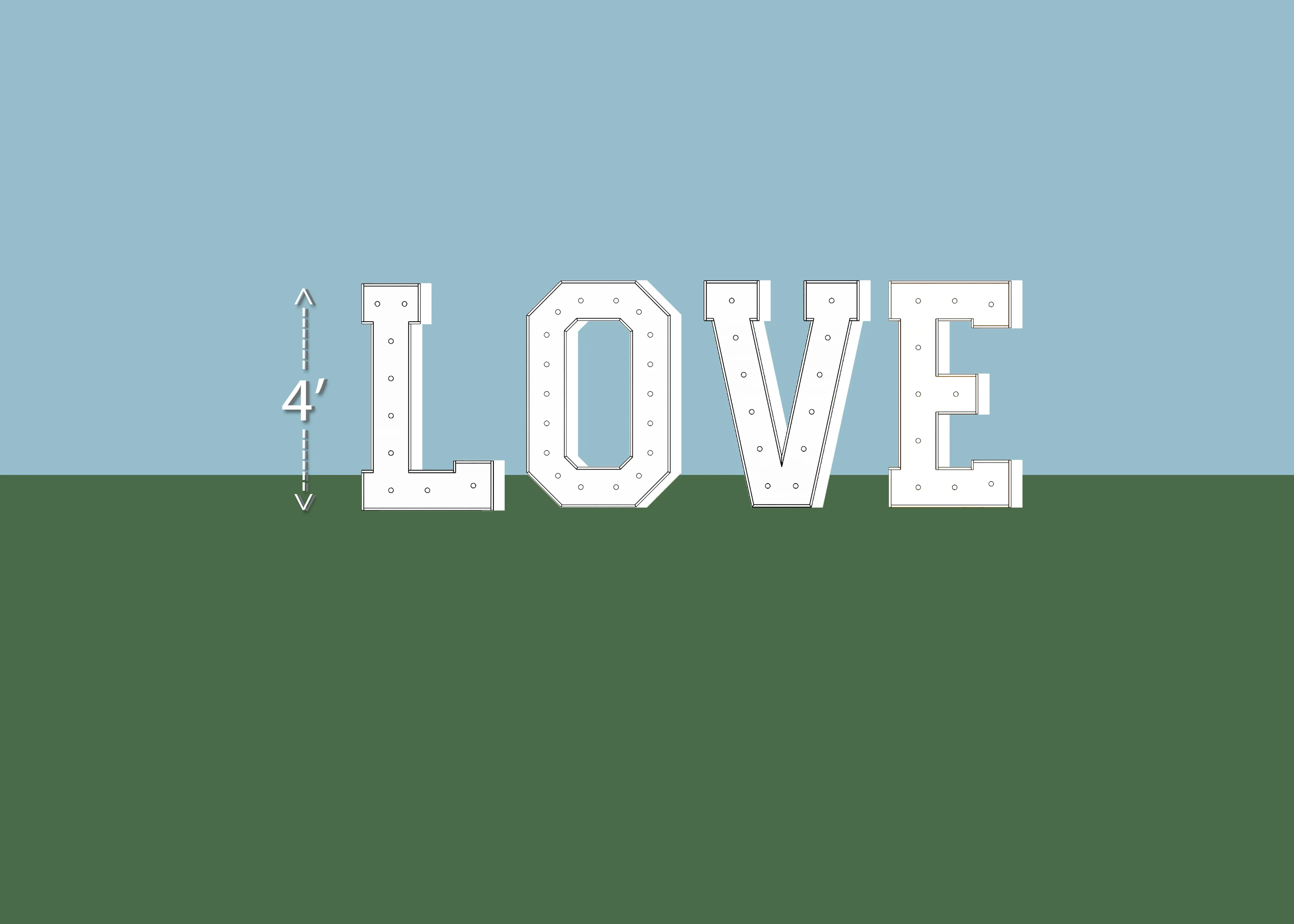 4ft Tall Marquee Light Up Letters - LOVE Sign