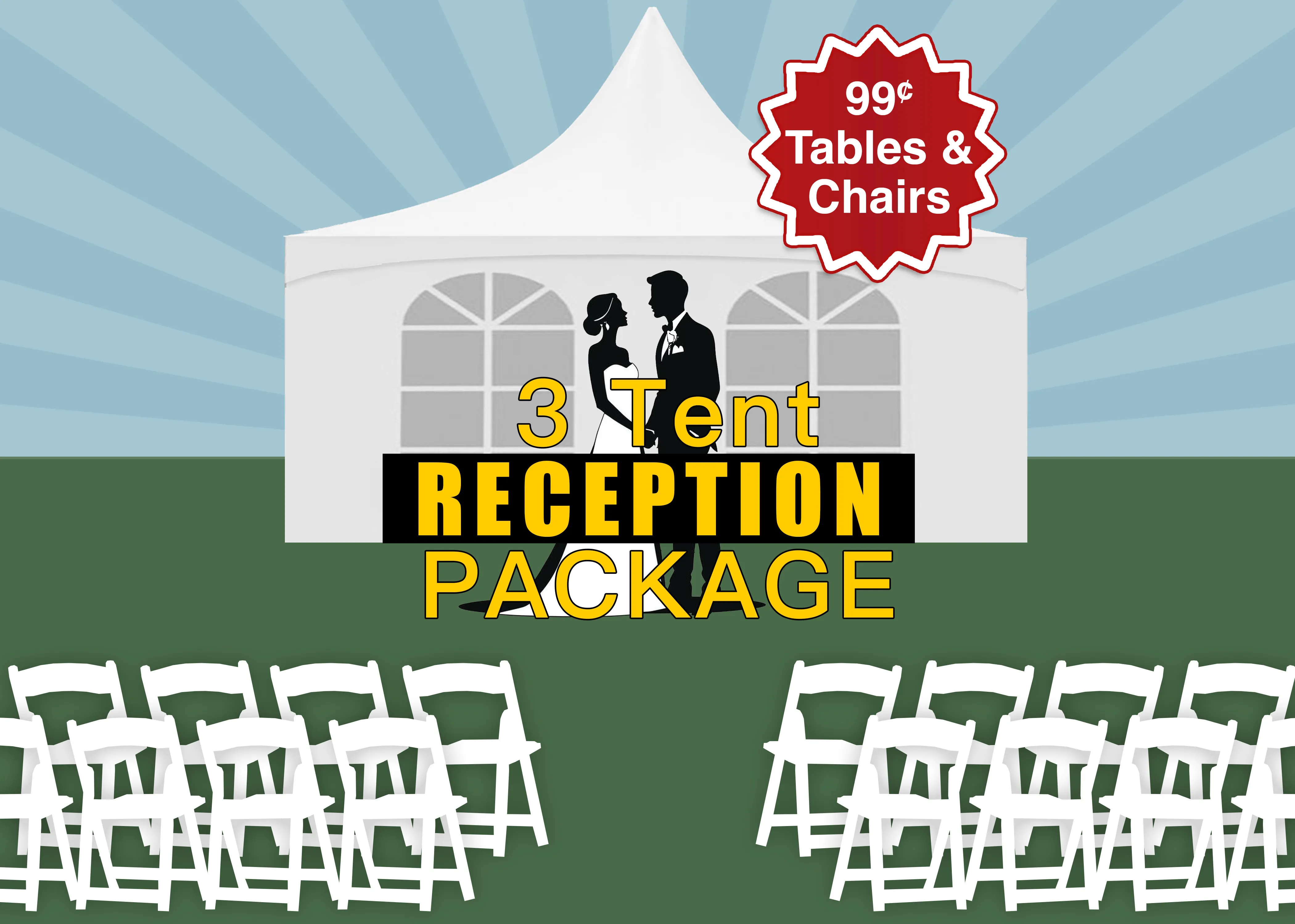 3 Tent - Wedding Reception Package (96 Guests)