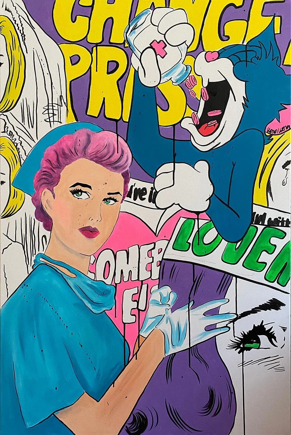 Wona Wena: Newspaper 2023 akryl na platně, 100x80