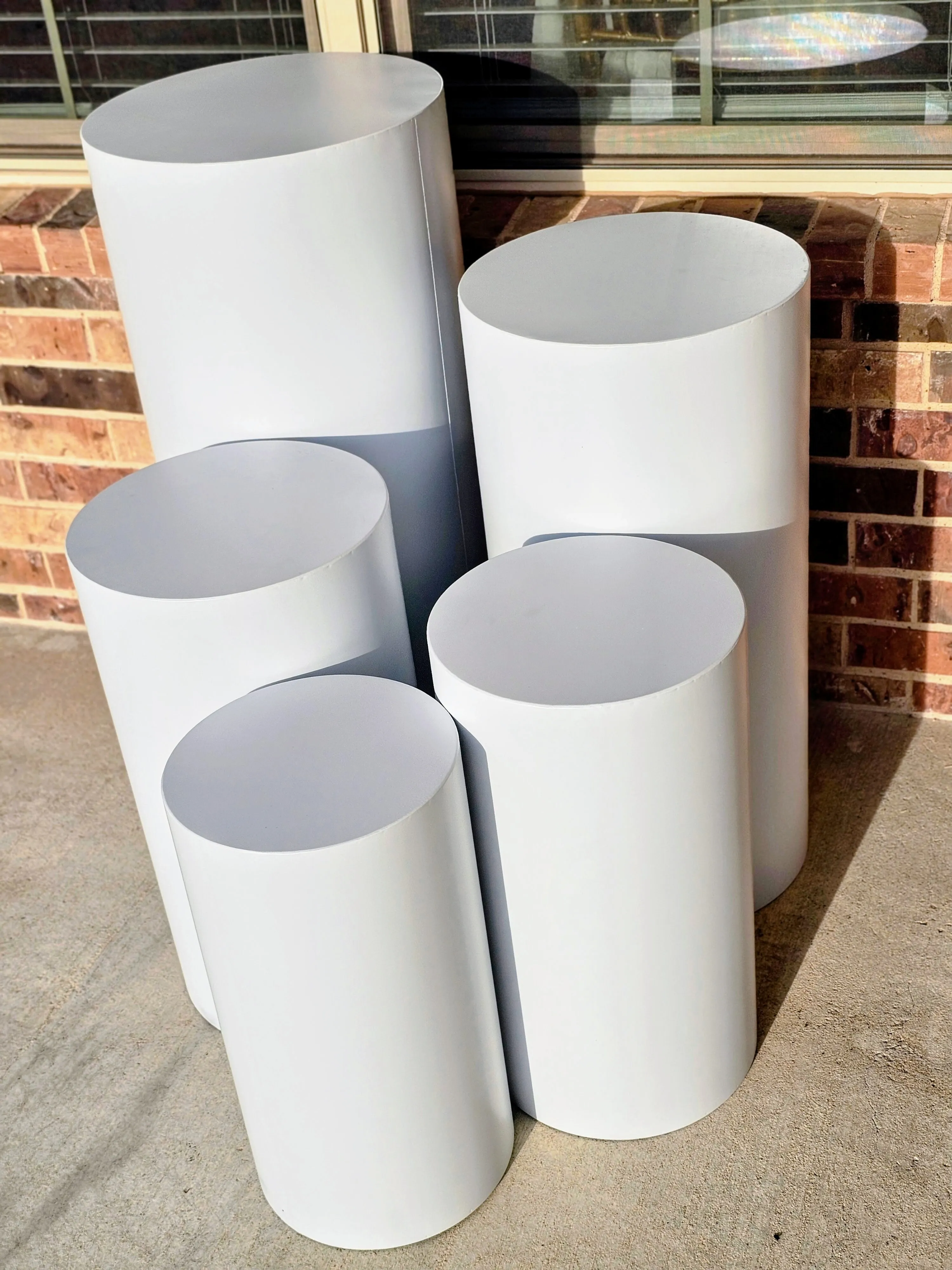 White Cylindrical Pedestal Set - 5-Piece