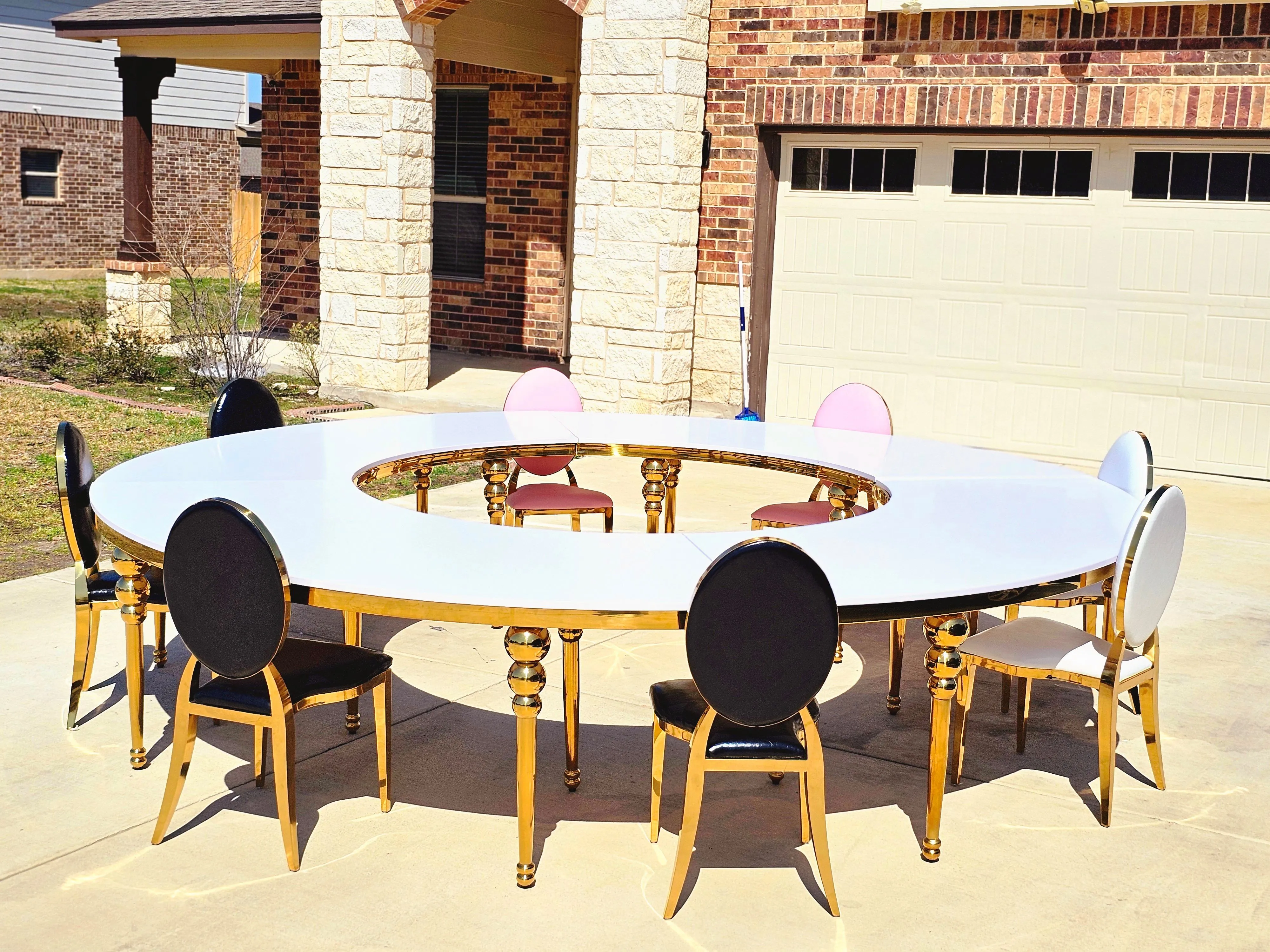 SERPENTINE DINING TABLES– WHITE/BLACK and Gold