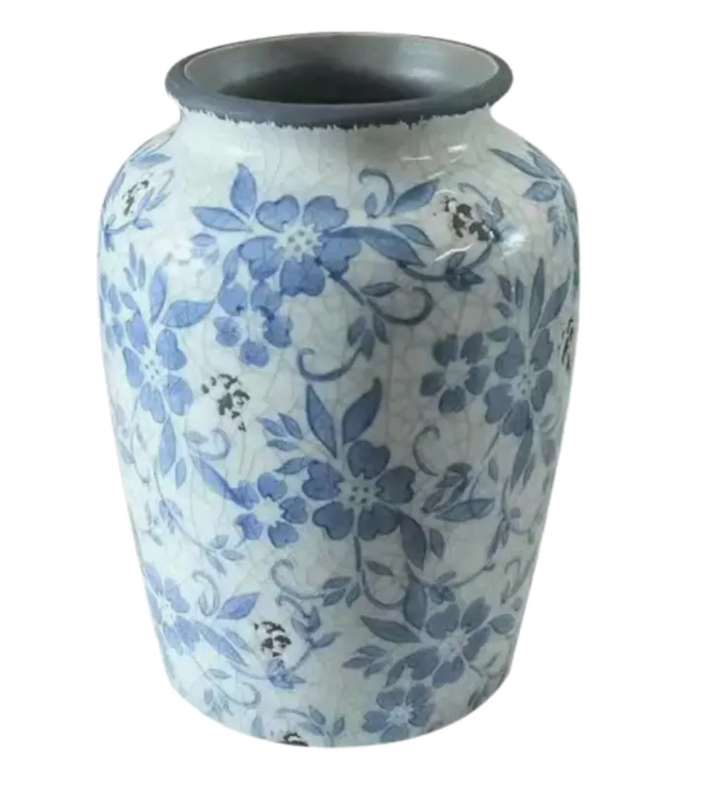 “Fleur De Glace” French Blue Floral Vase