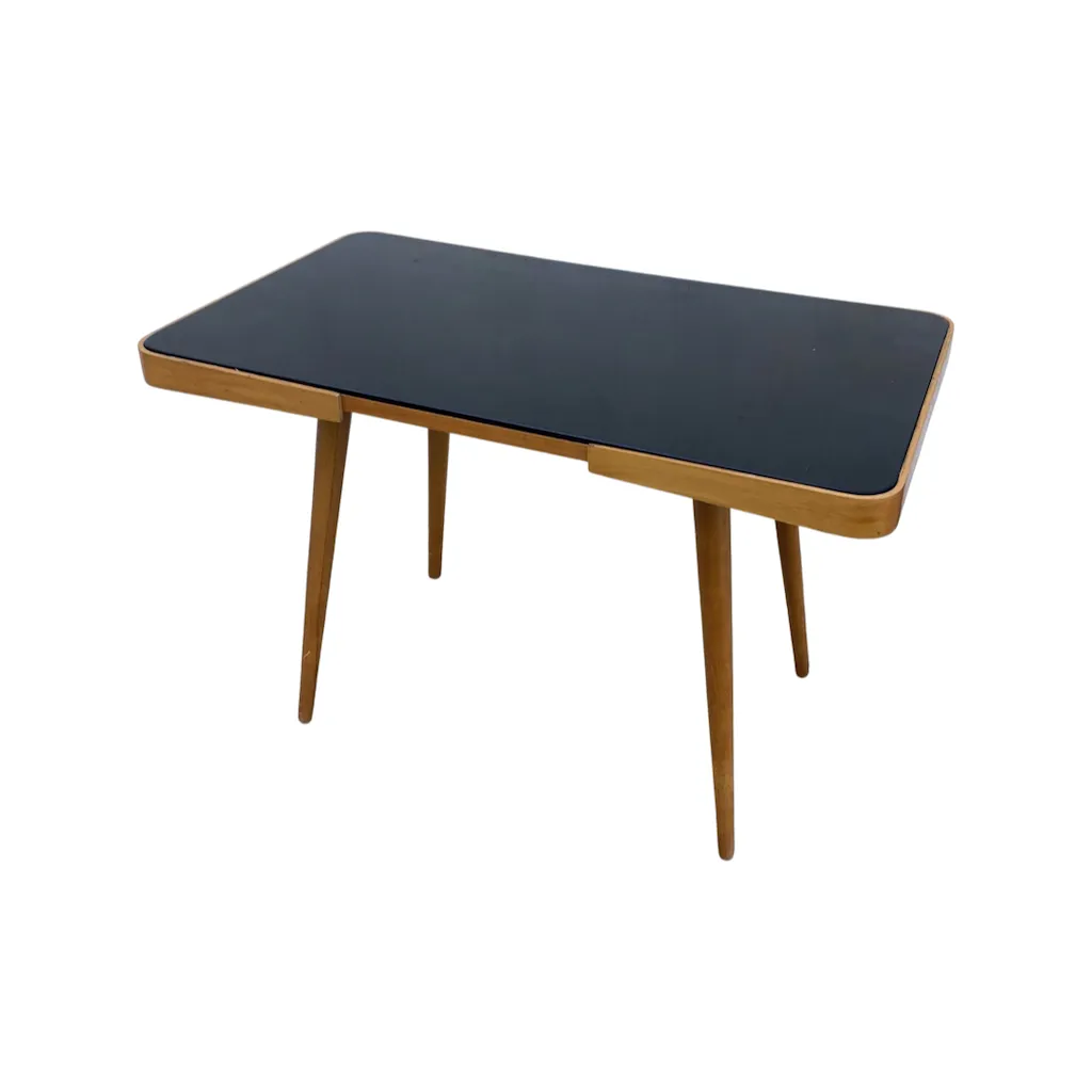 Stolek konferenční s černým sklem retro