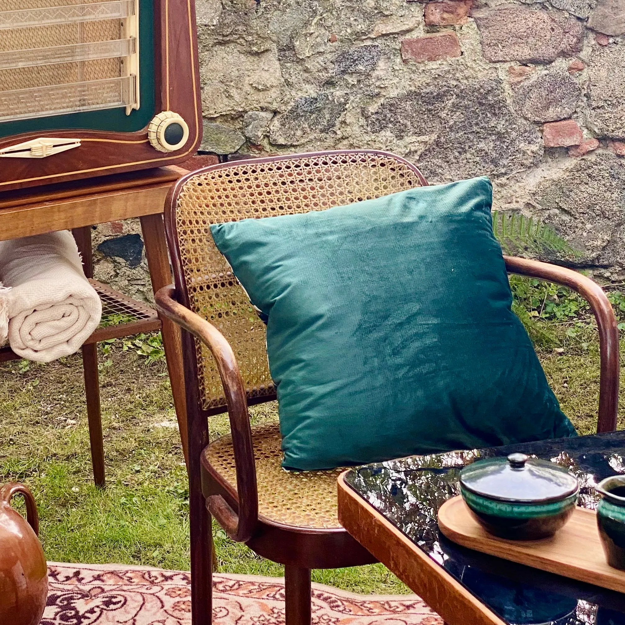 Polštářek smaragdově zelený