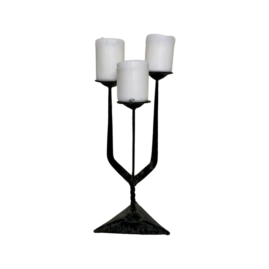 Svícen trojramenný černý kovový