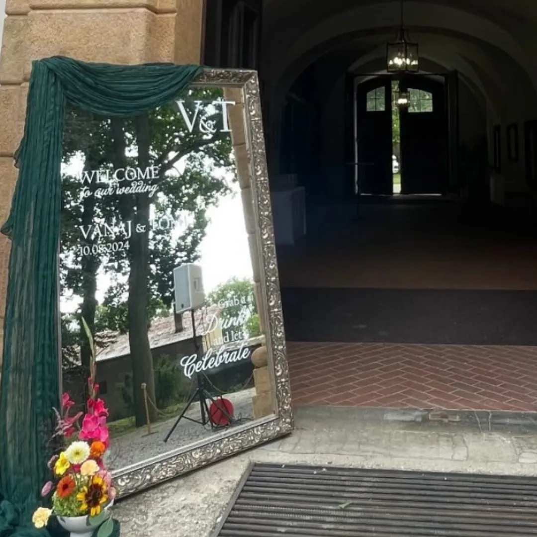 Zrcadlo podlahové vintage stříbrný rám