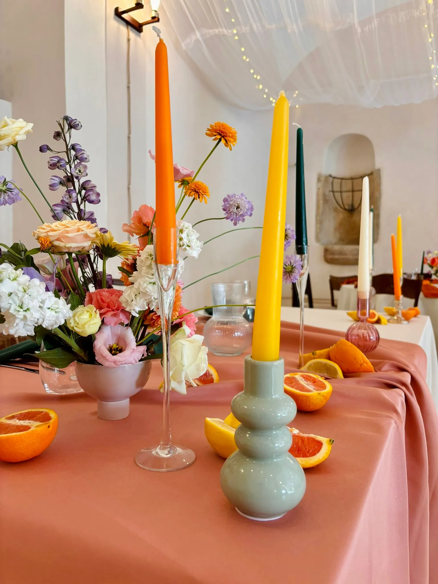 Svícen keramický světle zelený