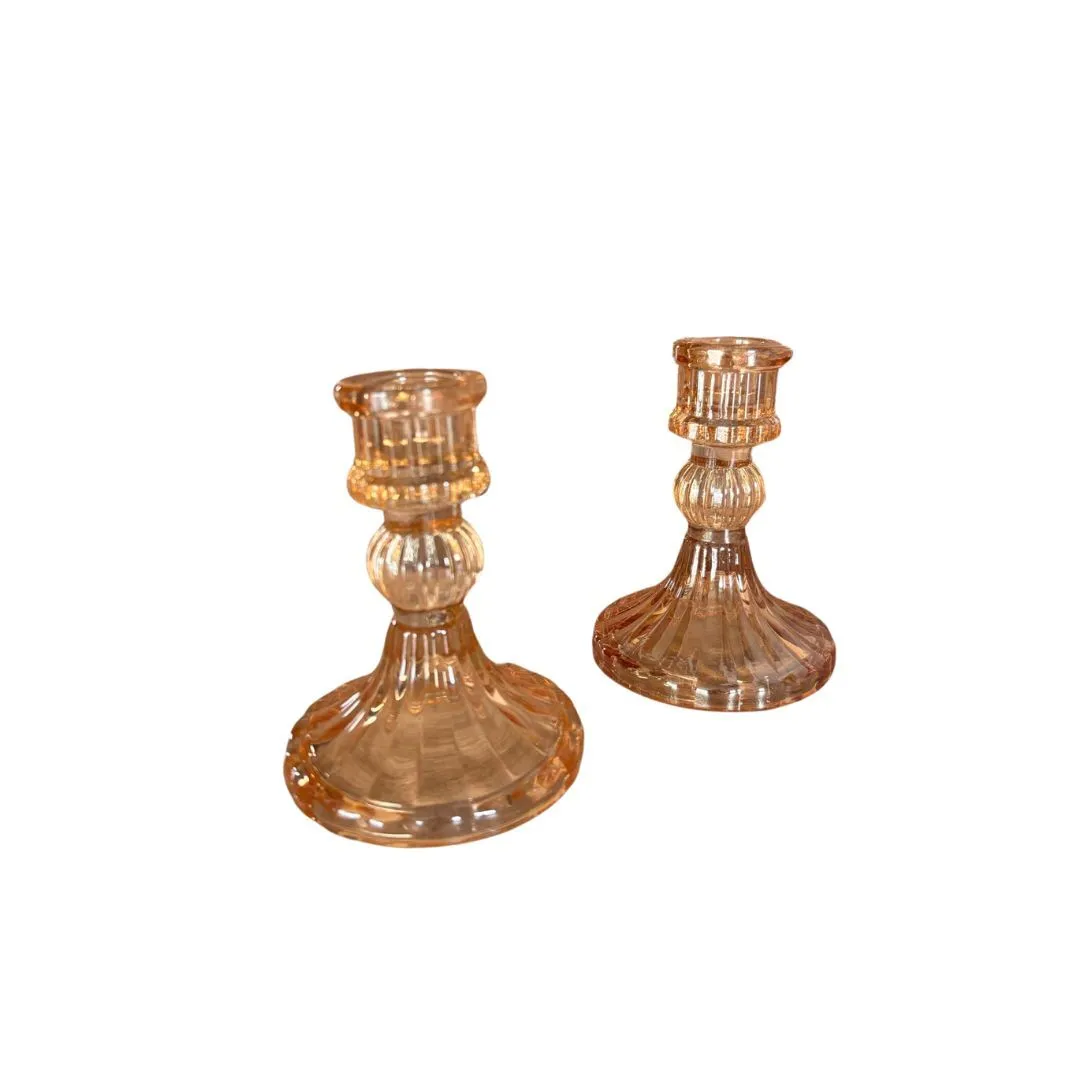 Svícen skleněný amber na vysokou svíčku