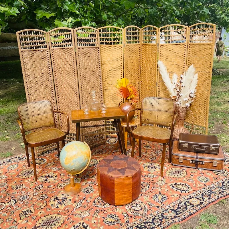 Paravan ratanový 5 dílný