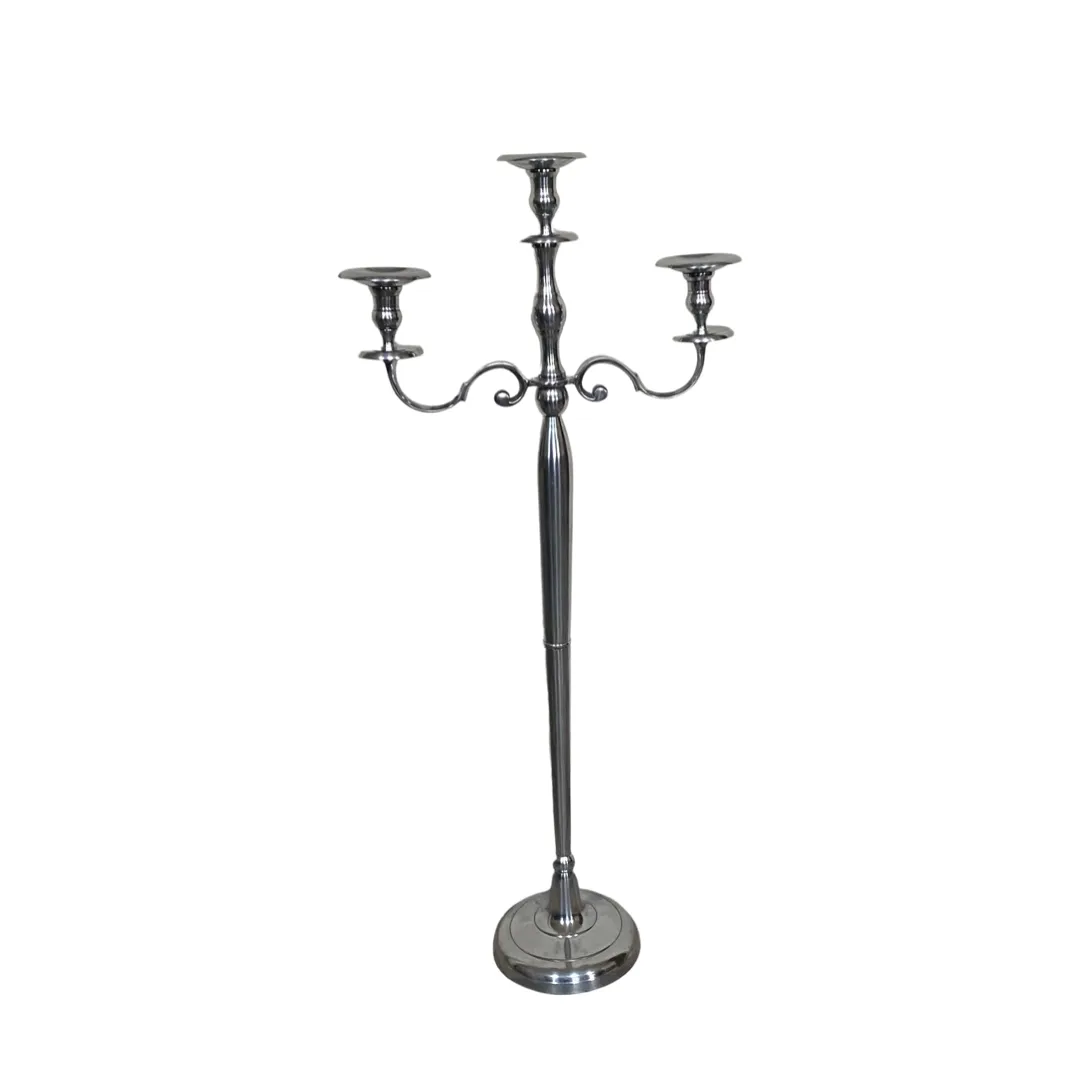 Svícen trojramenný stříbrný vintage - vysoký